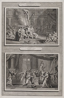 KG 12145
<br/>
Illustraties uit de Bijbel van Martin, II Makkabeeën. VII.1 & I Makkabeeën II.23, De marteldood der zeven broeders & de edelmoedigheid van Mathathias.
<br/>
<em>Pool, Matthijs (1676-1740)</em>
